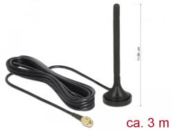 Delock LTE antenna SMA-dugó 2 dBi irányítatlan, rögzített, mágneses talppal és csatlakozókábellel RG (89618) (89618)
