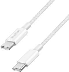 LogiLink USB 2.0 Type-C kábel, C/M - C/M, 480 Mbps, 60W, nejlon, fehér, 1 m (CU0341) - flylite