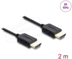 Delock Koaxiális High Speed HDMI kábel 8K 60 Hz 48 Gbps fonott borítással 2 m (81682) - flylite