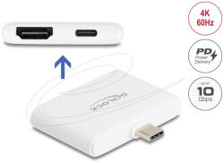 Delock USB Type-C adapter HDMI 4K 60 Hz, USB Type-C adatátvitel és PD 94 W támogatással (61087)