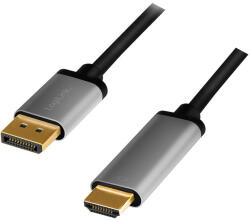 LogiLink DisplayPort kábel DP/M-HDMI A/M 4K/60 Hz 2m alu (CDA0107) (CDA0107) - flylite