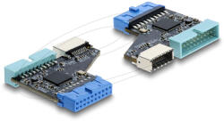 Delock USB 5 Gbps elosztó 20 tűs csatlakozó aljzat 1 x USB 5 Gbps 20 tűs dugós csatlakozó és E típusú A kulcsos aljzat (67343)