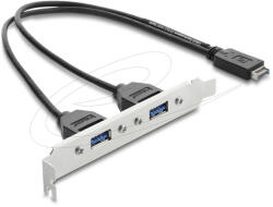 Delock USB E típusú A kulcsos dugós csatlakozó 2 x USB 5 Gbps A-típusú aljzat, rekeszrögzítéses csatlakozókábel, 35, 5 cm (67345)
