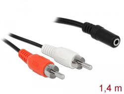 Delock Audio (Hang)kábel 2 x RCA apa 1 x 3, 5 mm 3 tűs Sztereo Jack 1, 4 m (85808) - flylite