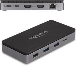 Delock USB Type-C dokkolóállomás 4K - hoz kettős HDMI MST / USB / Gibabit LAN / PD 3.0 85 W (88271) (88271) - flylite