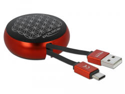 Delock USB 2.0 behúzható kábel A-típusú USB-C fekete / piros (85819) - flylite