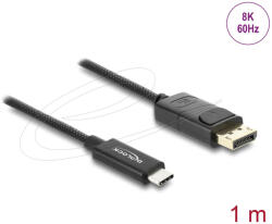 Delock Koaxiális USB Type-C - DisplayPort kábel (DP Alt Mode) 4K 60 Hz fonott borítással 1 m (81701) - flylite
