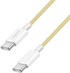 LogiLink USB 2.0 Type-C kábel, C/M - C/M, 480 Mbps, 60W, nejlon, sárga, 0, 5 m (CU0352)