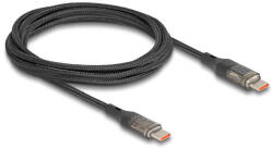 Delock USB 2.0 Adat- és gyorstöltő kábel Type-C apa - apa PD 3.0 100 W átlátszó tápjelzéssel 2 m (85409) (85409) - flylite