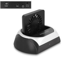 Delock USB 10 Gbps dokkoló állomás 2.5 / 3.5 SATA HDD / SSD vagy M. 2 NVMe PCIe, illetve SATA SSD ventillátorral (64280) (64280)