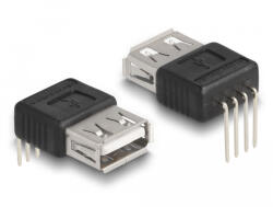 Delock Adapter A-típusú USB 2.0 anya 4 tű 90 szögben hajlítva (66637) - flylite