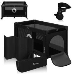 Lionelo Patut Pliant Lionelo Stefi Un Nivel Intrare Laterala cu Fermoar 2 Roti 120x60cm Conform cu Standardul European de Securitate EN 716 0-36luni Negru (LO-STEFI_BLACK_CARBON)