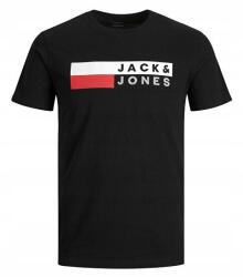 JACK & JONES Férfi póló, Jack&Jones Jjecorp Logó Póló, normál szabású, fekete, organikus pamut, L