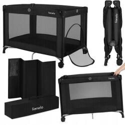 Lionelo Patut Pliant Lionelo Amelie Intrare Laterala 100.5×70.5cm Include Salteluta Roti Geanta pentru Transport Constructie Usoara 7kg Cadru Stabil din Otel 0-36luni Negru (LO-AMELIE_BLACK_CARBON)