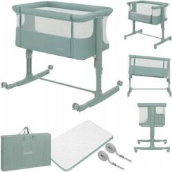 Lionelo Patut Co-Sleeper Lionelo Aurora 3-in-1 cu Leganare si Setare Unghiulara Saltea cu Densitate T25 si Geanta Transport Reglabil 5 Pozitii Maxim 9kg +0luni 85x60x66cm Verde (LO-AURORA_GREEN_SAGE)