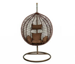  Barna rattan hatású függőfotel barna ülőpárnával (FAT0010)