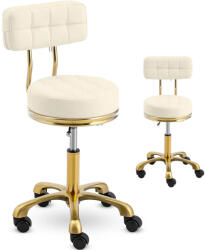 Kozmetikai szék háttámlával, kerekeken, akár 150 kg-os teherbírással, GELA bézs-arany