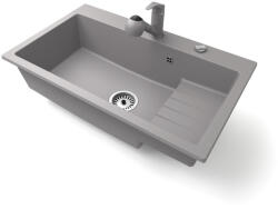 NERO Gránit Mosogatótálca NERO Boss + Kihúzható Shower Csaptelep + Adagoló Szürke