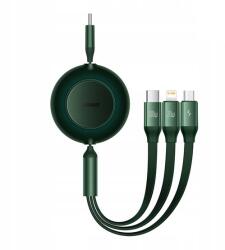 Baseus Adatkábel 3in1 Type-C - Type-C/Lightning/Microusb, Csévélhető, Sötétzöld