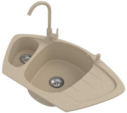 NERO Gránit Mosogató Nero Compact + Magasított Csaptelep + Adagoló Bézs