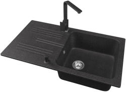 NERO Gránit Mosogató NERO Malta + Design Csaptelep + Adagoló Fekete