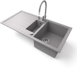 NERO Gránit Mosogató - Nero Solarys + Flexibilis Csaptelep + Adagoló + Dugókiemelő Szürke SOG995-49S6