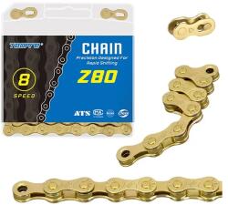 Toopre Z80 kerékpár lánc, 6s-7s-8s, 116 szem, patentszemmel, arany színű