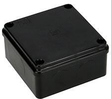  S-BOX sima falú kötődoboz csavaros fedéllel, (105x105x55 mm) IP65, fekete (S-BOX 116C)