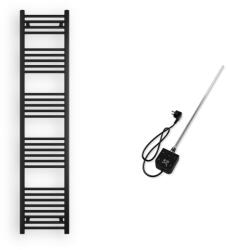  Törölközőszárító radiátor elektromos fűtőpatronnal 40 x 180 cm - Nero Italia AF-05-600W (fekete)
