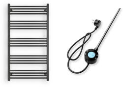 Törölközőszárító radiátor elektromos fűtőpatronnal 75 x 140 cm - Nero Italia S-600W (fekete)