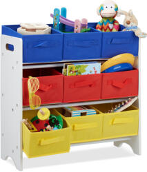 Relaxdays Játéktároló polc 9 színes kosárral 62x63x28 cm 10022754