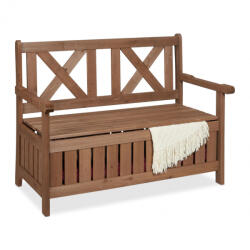 Relaxdays Kerti pad tárolóhellyel 2 személyes sötétbarna fenyő 10038654