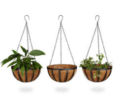 Relaxdays Függő virágtartó kosár 3 db-os szett 30 cm 10020704