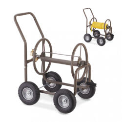 Relaxdays Tömlőkocsi 4 tömörgumi kerékkel barna 81x50x80 cm 10041505