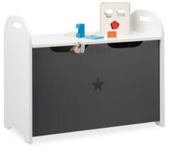 Relaxdays Játéktároló láda gyerekeknek fehér-szürke 47x57x30 cm 10022745