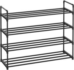 SONGMICS Cipőtartó polc 4 szintes fém tároló, akár 20 pár cipőhöz, fekete 30x30x120cm (LSA14BKV2)