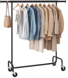 SONGMICS Gurulós ruhaállvány, 130kg teherbírású, fekete 45x110x162 cm (HSR011B01V1)