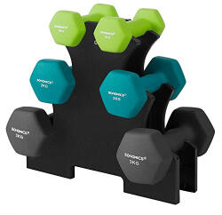 SONGMICS Kézi súlyzókészlet 6 darabos színes neoprén borítással 2 x 1kg, 2 x 2kg, 2 x 3 kg (SYL612G02)