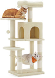 FEANDREA Macska kaparófa, cicatorony, 4 kaparóval, 2 pihenőhely, bézs 40x40x112cm (PCT261M01V1)