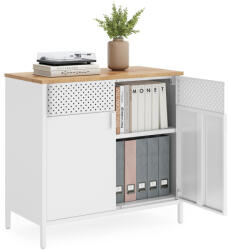 SONGMICS Álló tárolószekrény ajtóval és állítható polccal, fehér 80x40x76cm (LSC102W57)