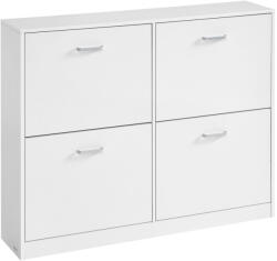 VASAGLE Cipősszekrény 4 lehajtható ajtóval, állítható, hófehér 82x24x106cm (LBC035W01)