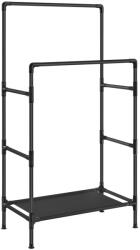 SONGMICS Ruhaszárító állvány, fém, 2 akasztóval, tárolópolccal, fekete (RDR001B02)