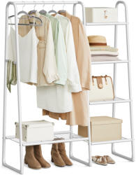 SONGMICS Szabadon álló ruhaállvány, 5 polccal, fehér 80x40x180cm (HSR138W01)