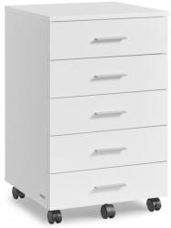 VASAGLE Irodai fiókos irattároló szekrény, gurulós, 5 fiókkal, fehér 40x40x70cm (OFC081W01)