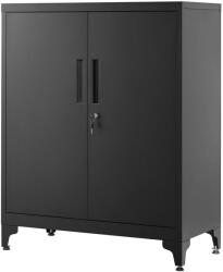 SONGMICS Irodai tárolószekrény, többfunkciós, 2 ajtós, zárható, fekete 80x40x90cm (OMC013B01)
