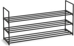 SONGMICS Cipőtartó polc, 3 szintes fém tároló, akár 18 pár cipőhöz, fekete 116x30x55cm (LSA033B01)