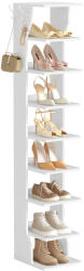VASAGLE Cipőtároló polc, keskeny, 9 szintes, kis helyekre, matt fehér 30x26x147cm (LBS210WB01)