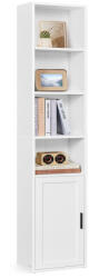 VASAGLE Könyvespolc, állópolc, 6 szintes, ajtós, felnyitható, felhő fehér 31.8x24x175cm (LBC401W01)