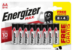 Energizer Max LR6/8+4 1, 5V tartós AA ceruza elem (ENERGIZER-MAX-CERUZA-12)