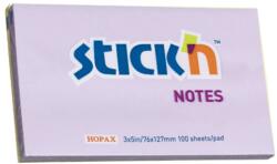 STICK'N Notes autoadeziv 76x127 mm, 100 file, lila pastel, STICK'N (HO-21405)